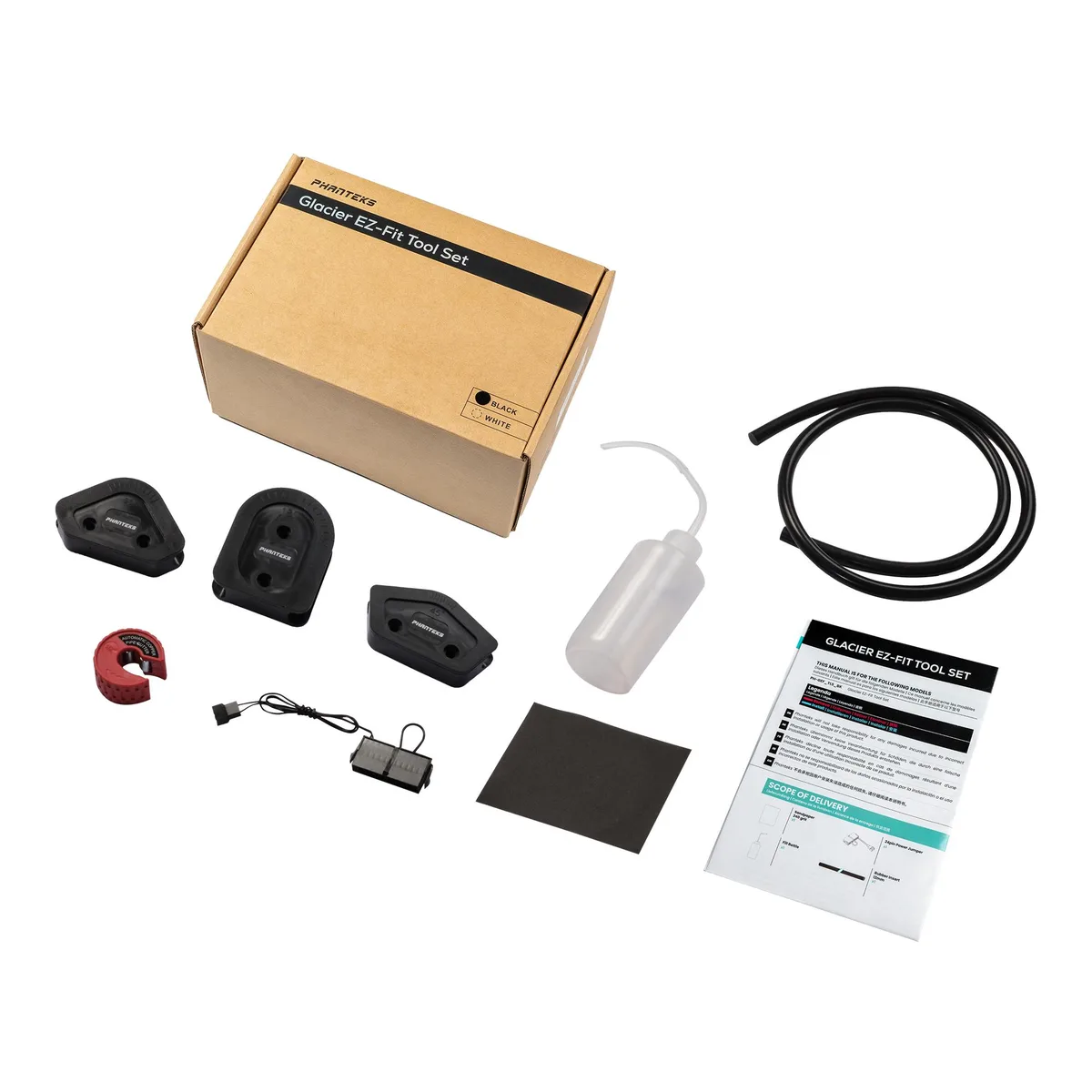 Phanteks Phanteks Glacier EZ-Fit Tool Set 16x12mm Hard Tube Bending Tools 45/90/180° with Fill Bottle — product photo