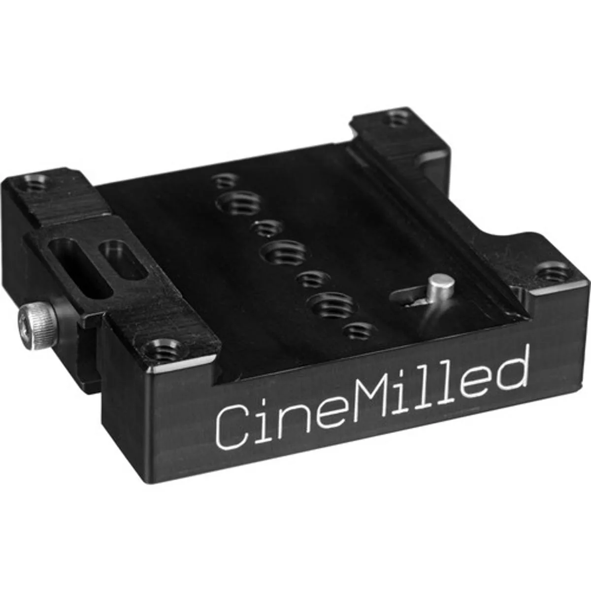 Black metal quick-switch plate with dovetail slot and mounting holes for DJI Ronin gimbal