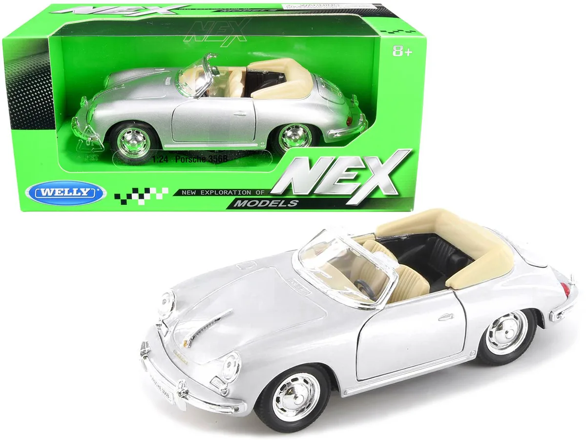 Welly Diecast Welly Diecast Porsche 356B Roadster Silver NEX Models 1/24 Diecast Model Car — product photo