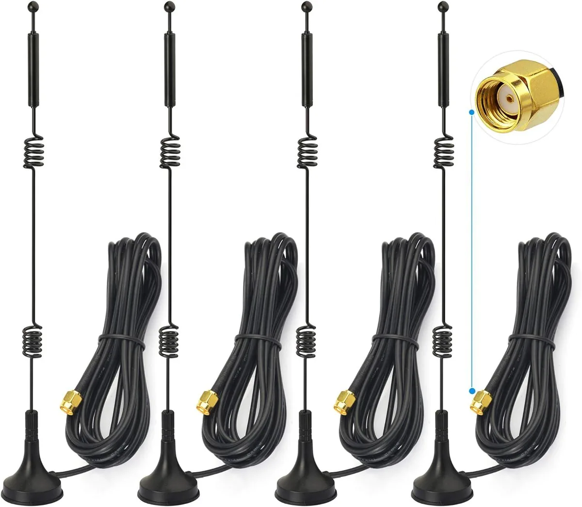 PISKEKAT PISKEKAT Dual Band WiFi 2.4GHz 5.8GHz 9dBi Magnetic Base RP-SMA Male Antenna 4-Pack — product photo