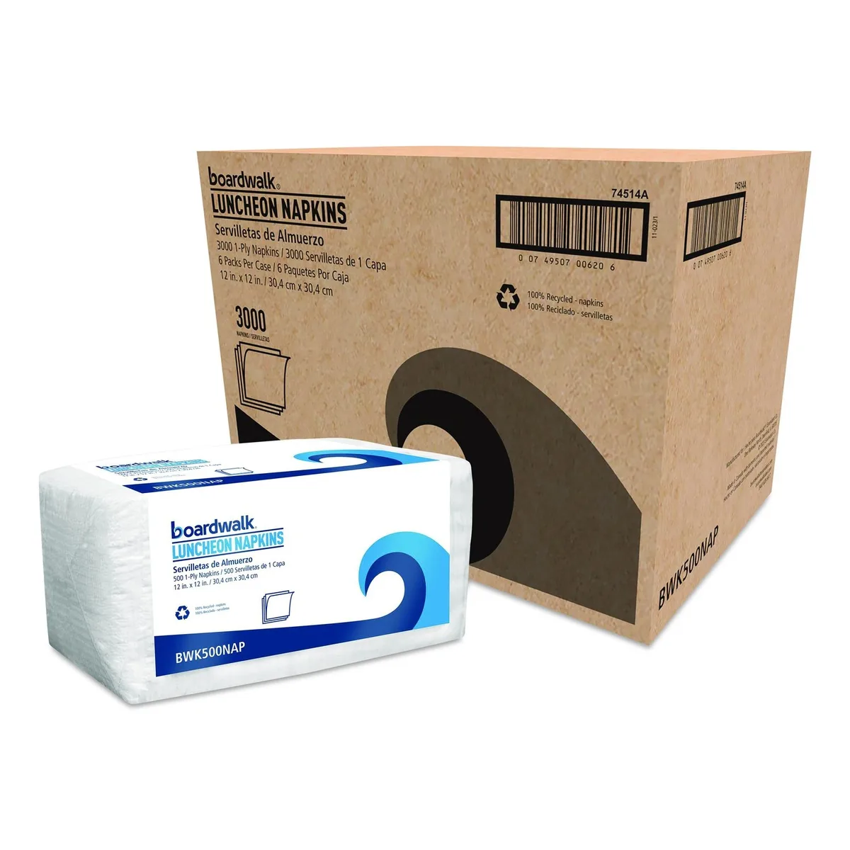 Boardwalk Boardwalk 1/4-Fold Lunch Napkins 1-Ply White 12x12 500/Pack 4514 — product photo