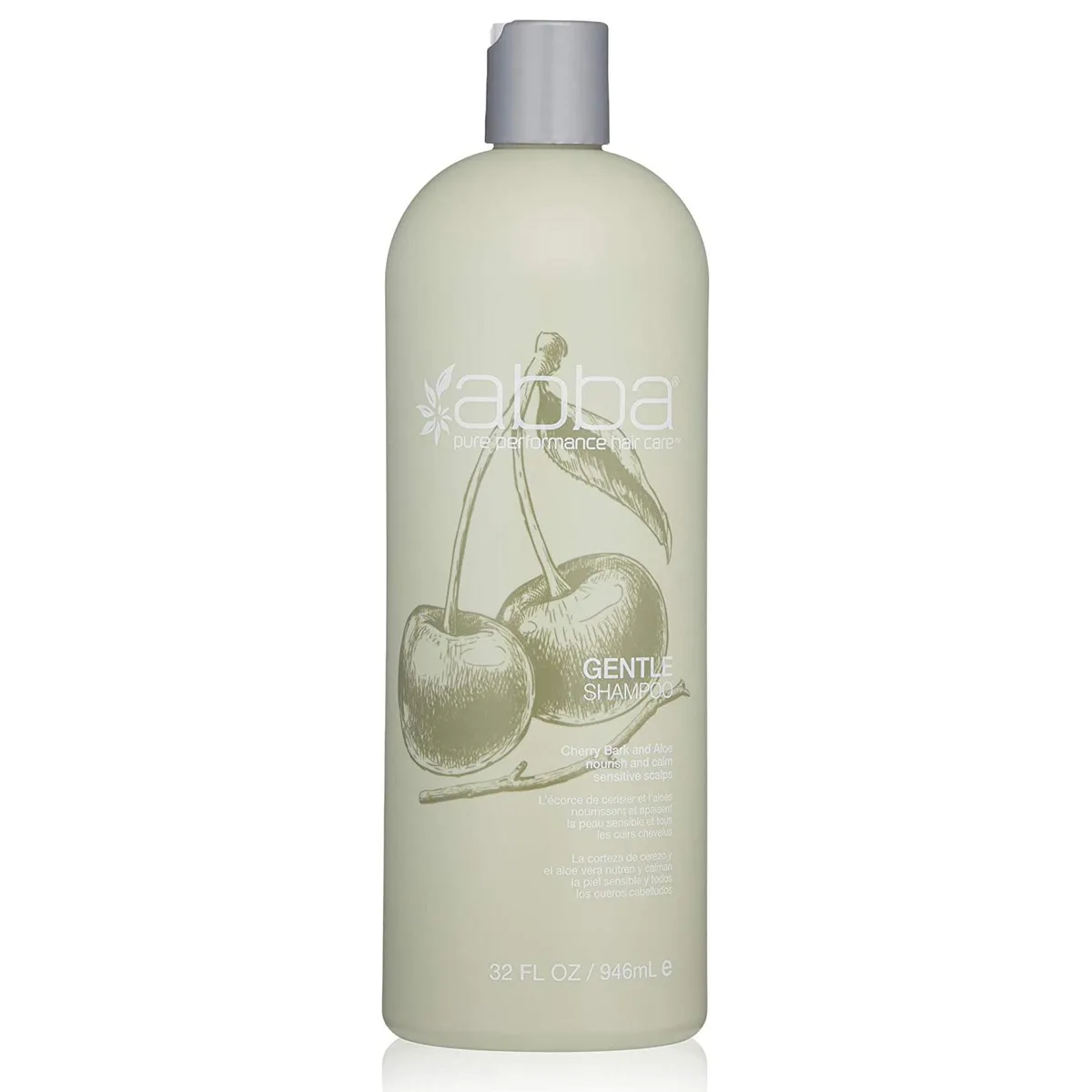 White 32oz pump bottle with green label and herbal therapy branding