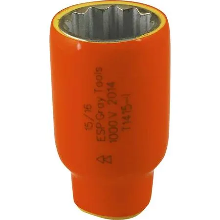 Gray Tools 15/16 inch 12 point insulated socket orange yellow layers 1000V