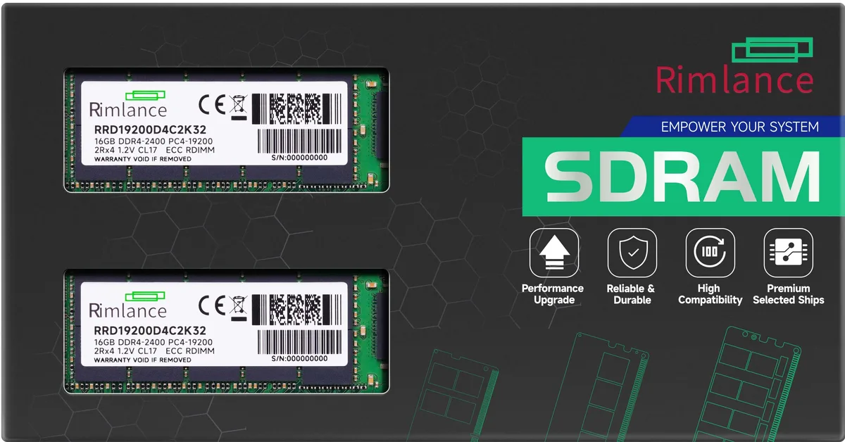 RIMLANCE RIMLANCE 32GB (2×16GB) DDR4 2400MHz CL17 ECC Registered RDIMM Server Memory — product photo
