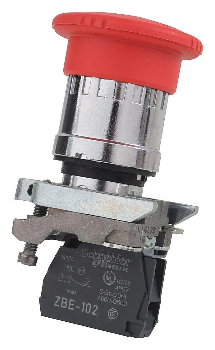 Schneider Electric Schneider Electric XB4BS8442 Emergency Stop Push Button 22 mm 1NC Red 40 mm Mushroom Head IP66 IP67 IP69K — product photo