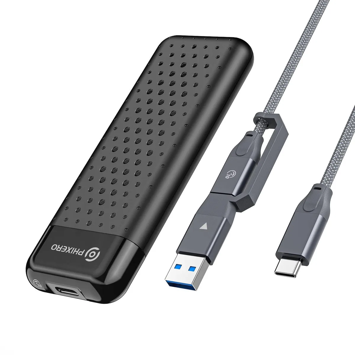 PHIXERO PHIXERO M.2 NVMe SSD Enclosure USB 3.2 Gen 2 Type-C 10Gbps Black — product photo