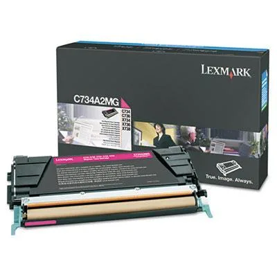 Lexmark magenta toner cartridge in rectangular box