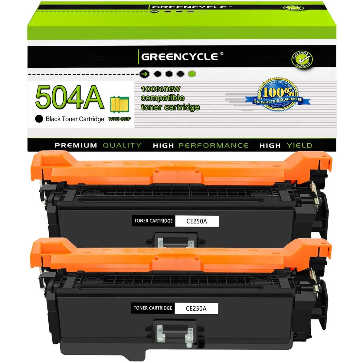 GREENCYCLE GREENCYCLE 504A CE250A Black Toner Cartridge 2 Pack — product photo