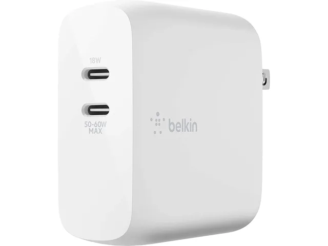 Belkin Belkin BOOST CHARGE 68W Dual USB-C GaN Charger White WCH003DQWH — product photo