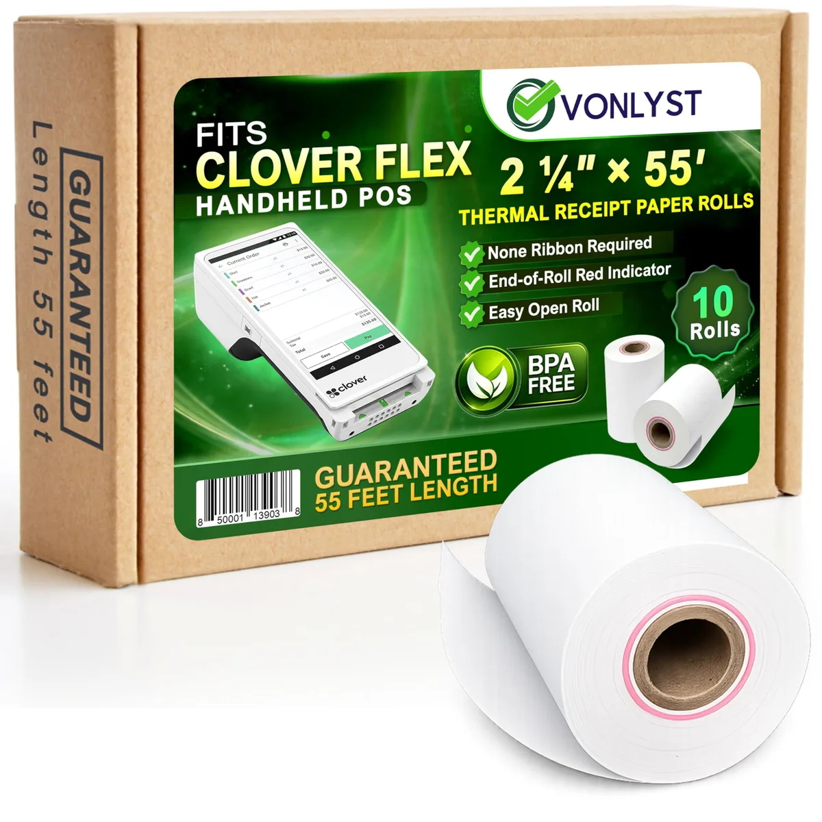 Brother Receipt Paper 2 1/4" x 55 ft 10 Rolls — product photo