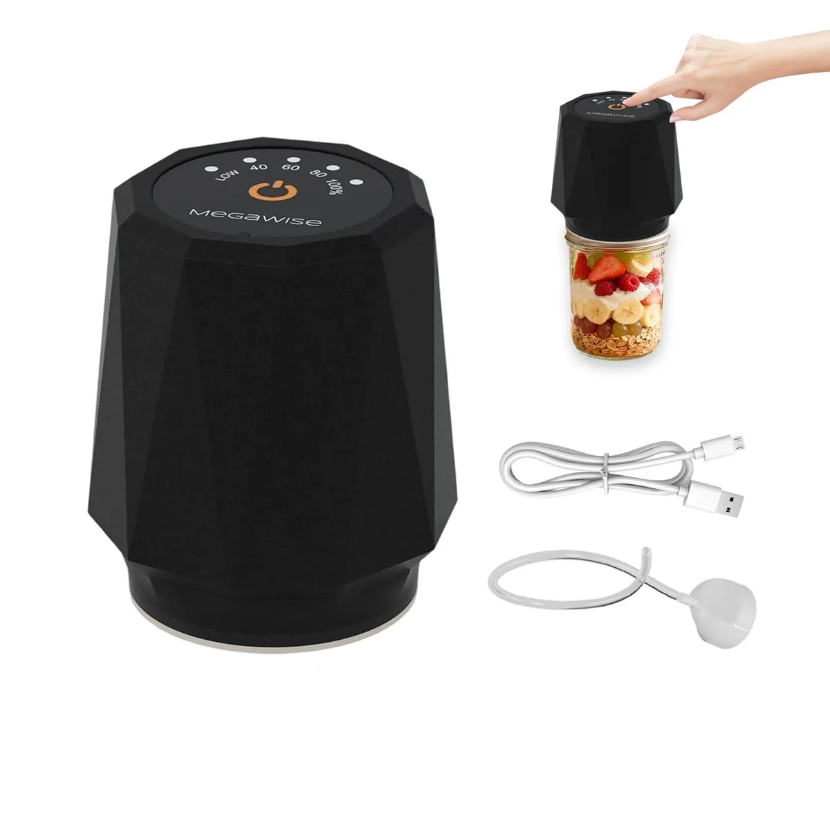MEGAWISE PVM01 Handheld Vacuum Sealer Black — product photo