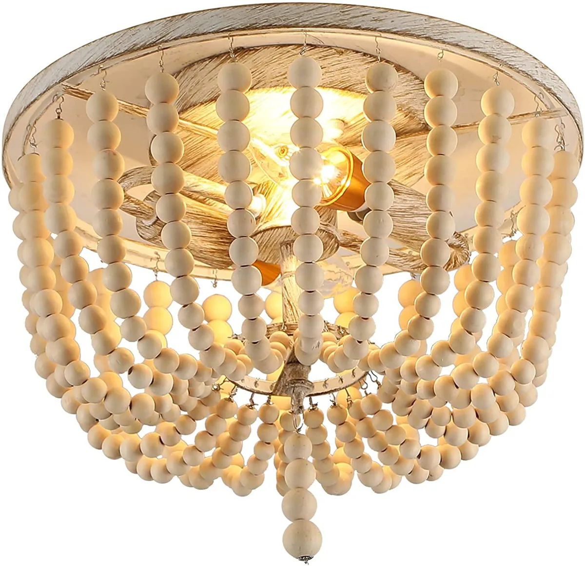 GARWARE WALL ROPES GARWARE WALL ROPES Wood Beaded 2-Light Semi Flush Mount 12.2in — product photo