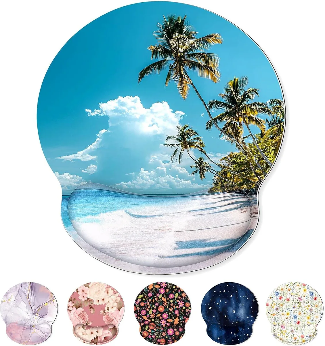 BAOFENG BAOFENG Ergonomic Mouse Pad with Wrist Rest Small Non-Slip Rubber Base Smooth Surface Beach Design — product photo