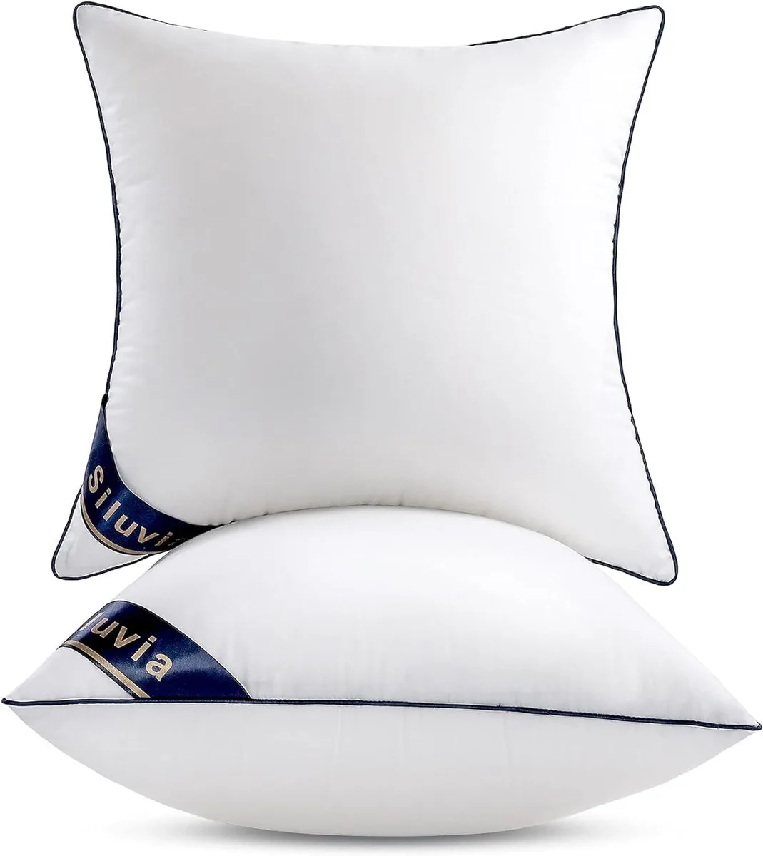 Two square white pillow inserts with cotton covers, 30 by 30 inches