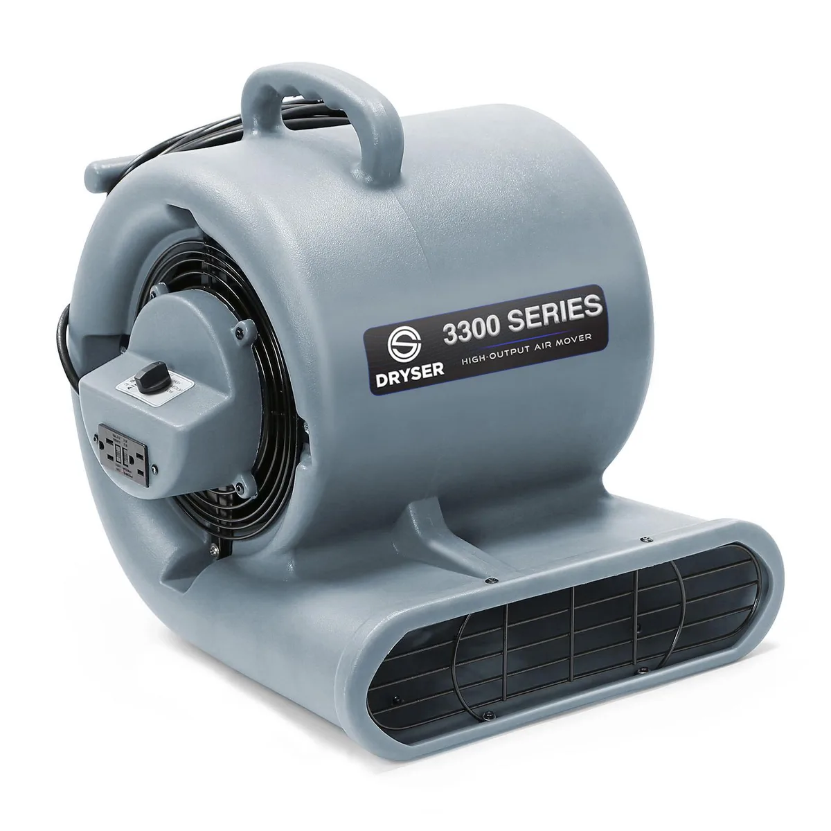 Dryser Dryser 6pk 1/3 HP Air Mover Carpet Dryer 3 Speed Gray Stackable Fan Blower with 2 GFCI Outlets — product photo