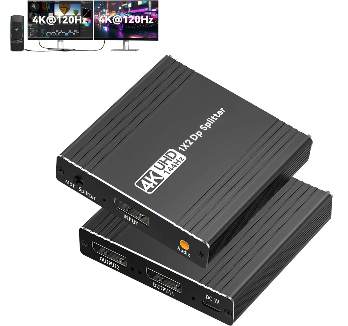 ESTONE ESTONE OZFD DisplayPort Splitter 1×2 4K 144Hz MST SST — product photo