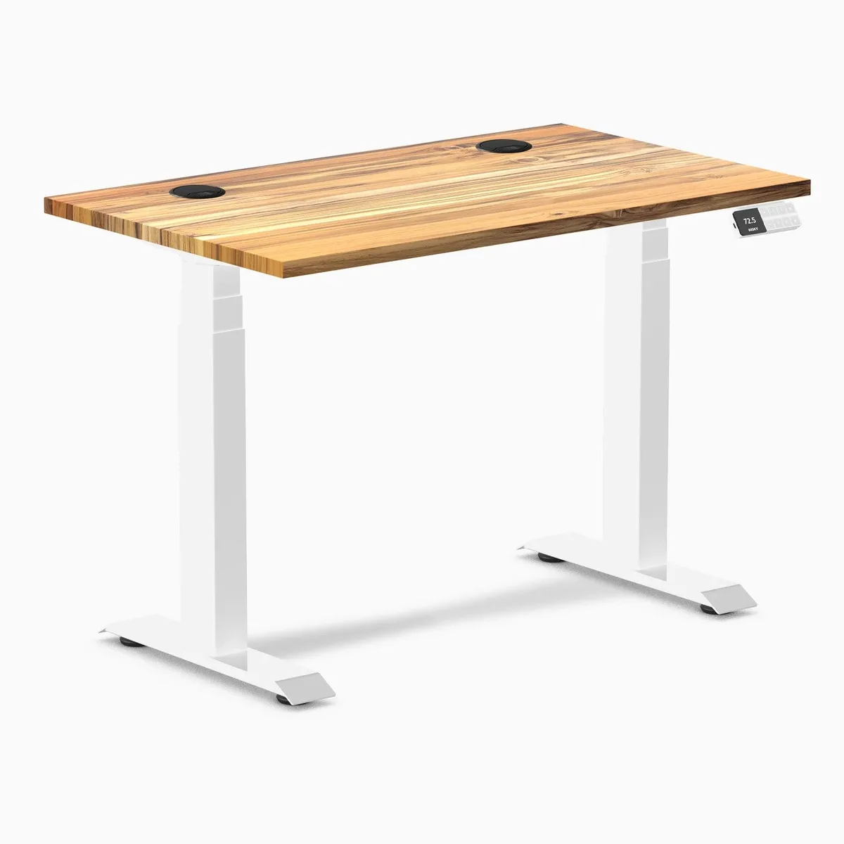Desky Desky Dual Mini Hardwood Sit Stand Desk Teak White 32 x 20 in — product photo
