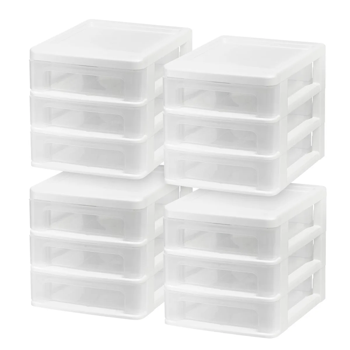 IRIS USA, INC. IRIS USA Small 3-Drawer Desktop Organizer White 4 Pack storage — product photo