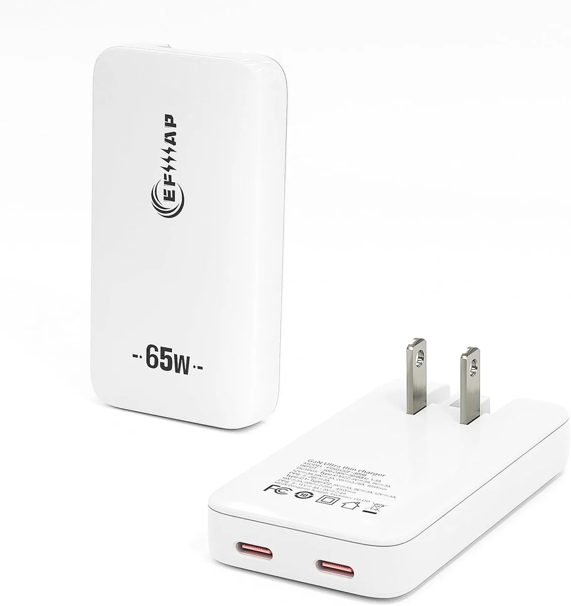 ONITOON ONITOON Flat 2-Port USB-C Wall Charger 65W White — product photo