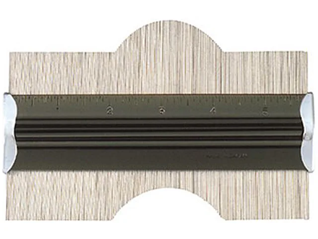 Stamped steel contour gauge with ruled edge and stainless steel wires