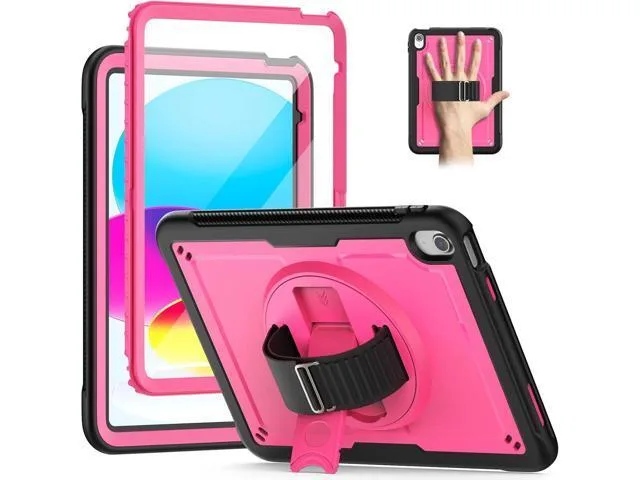 Manw Manw iPad 10th Gen 10.9" Case with Hand Strap & Screen Protector (Pink) — product photo