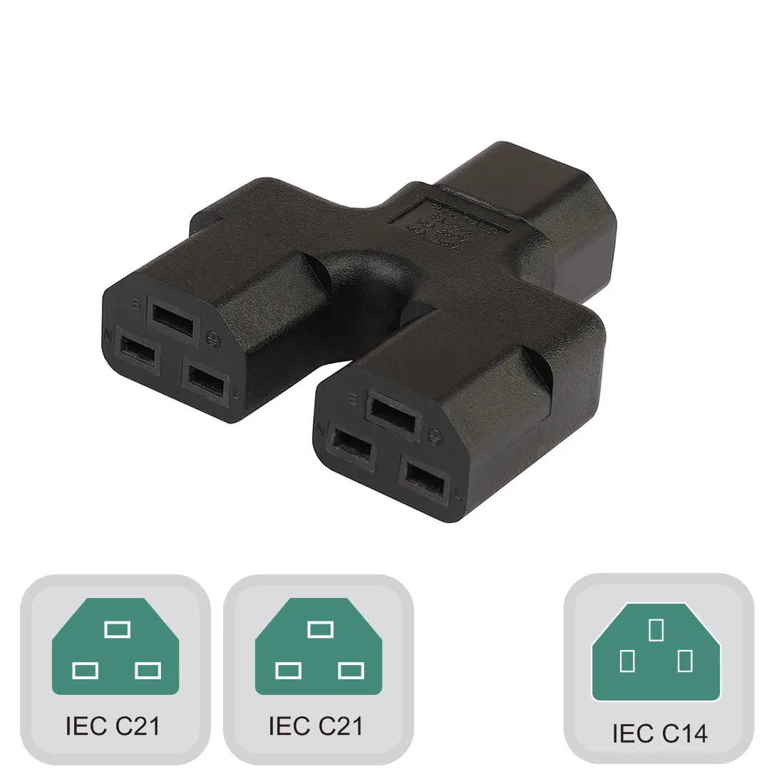 TeKit TeKit PA0253 IEC C14 to Dual C21 Splitter Adapter — product photo
