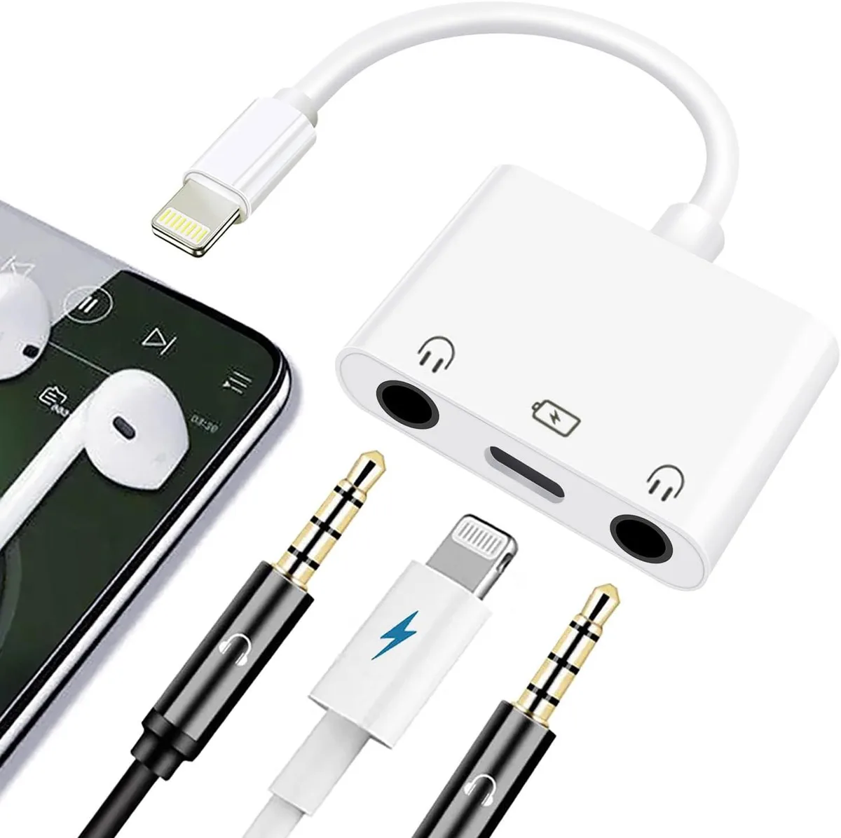 BONAEVER BONAEVER Lightning Dual 3.5mm Adapter Charging Splitter — product photo