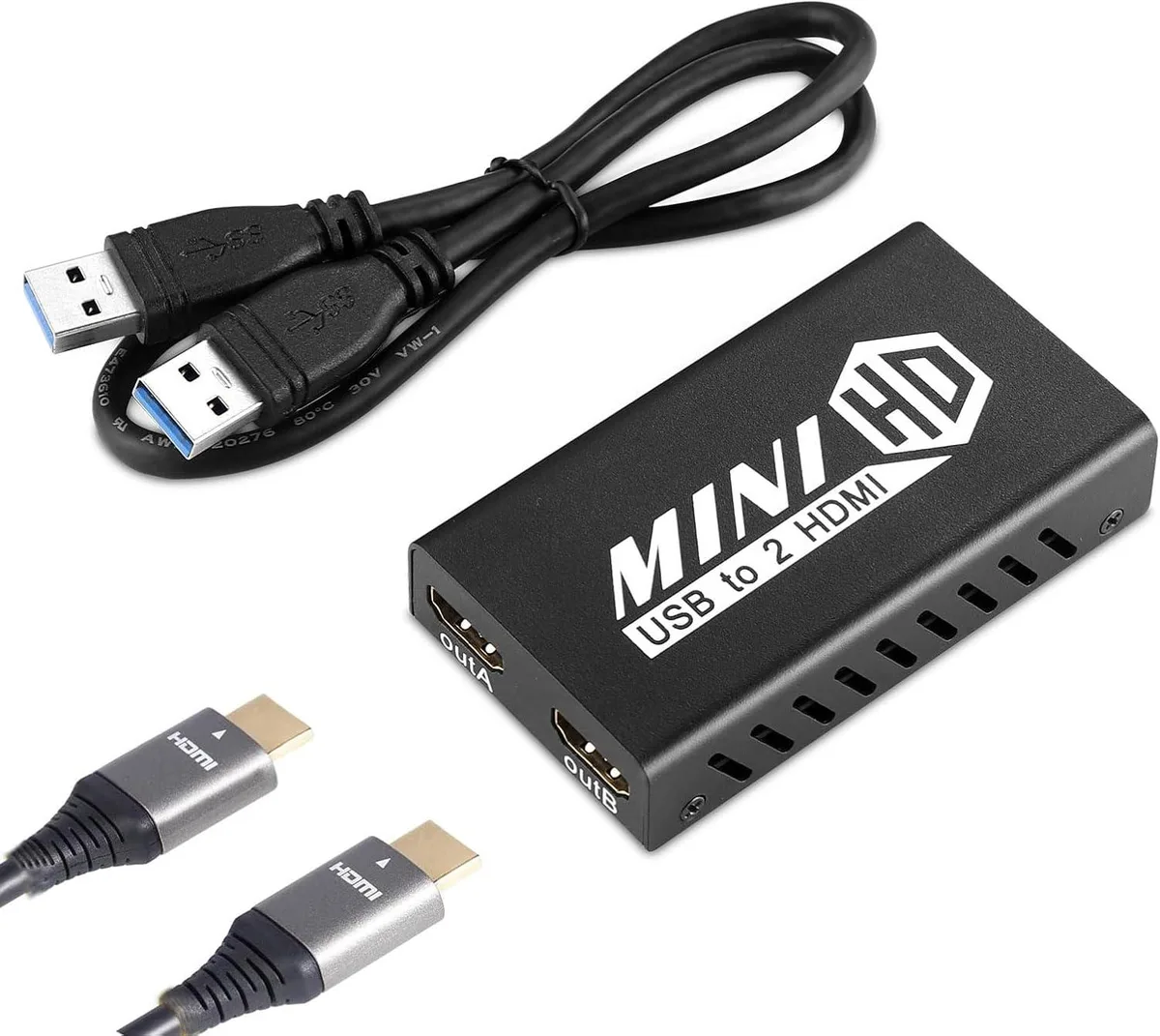 FLEANE FLEANE USB 3.0 to Dual HDMI Adapter with 3.5 mm Jack — product photo