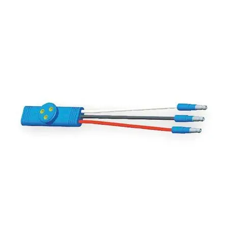 Blue three-wire pigtail with slim bullet connectors, 6 in overall length