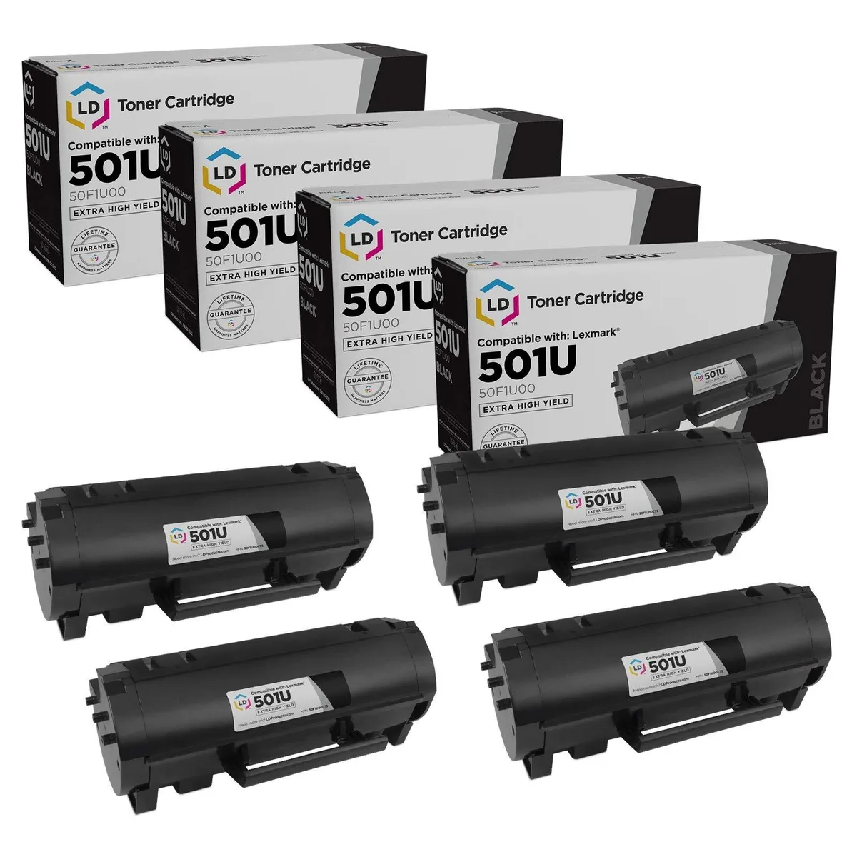 LD Products LD Products Compatible Toner Cartridge Lexmark 501U 50F1U00 Black 4-Pack 20000 pages — product photo