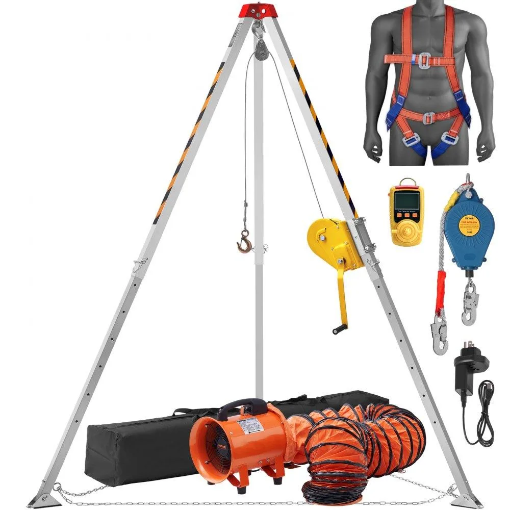 VEVOR VEVOR Confined Space Rescue Tripod Kit 2600 lbs 98 ft Cable with Blower Gas Detector Harness — product photo