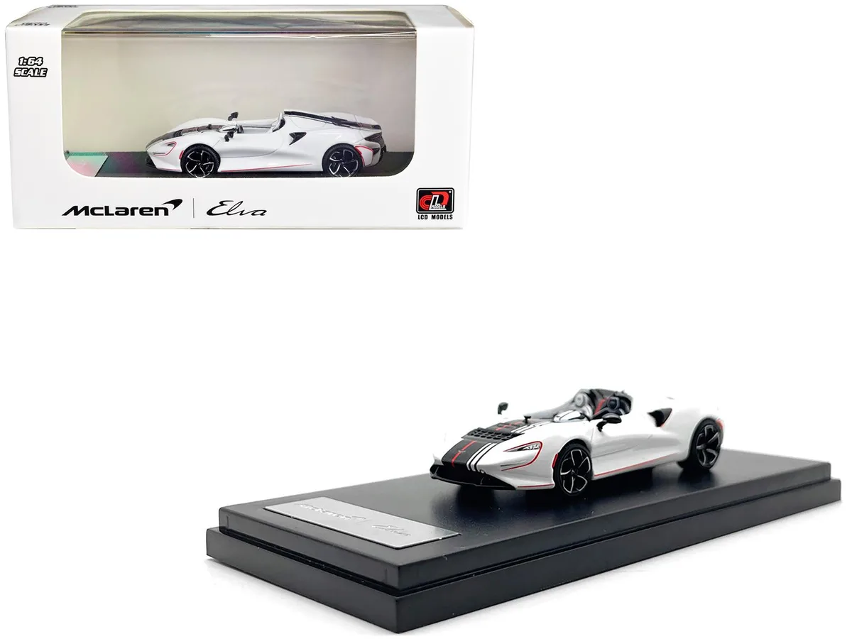 LCD Models LCD Models McLaren Elva Convertible White Carbon Red Stripes 1/64 hobby collectible — product photo