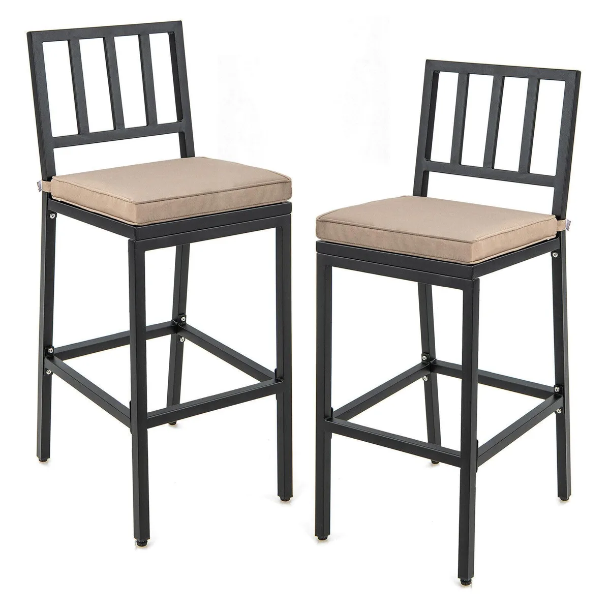SlickBlue SlickBlue 2-Piece Patio Bar Chair Set, Black/Beige, Vertical Stripes — product photo