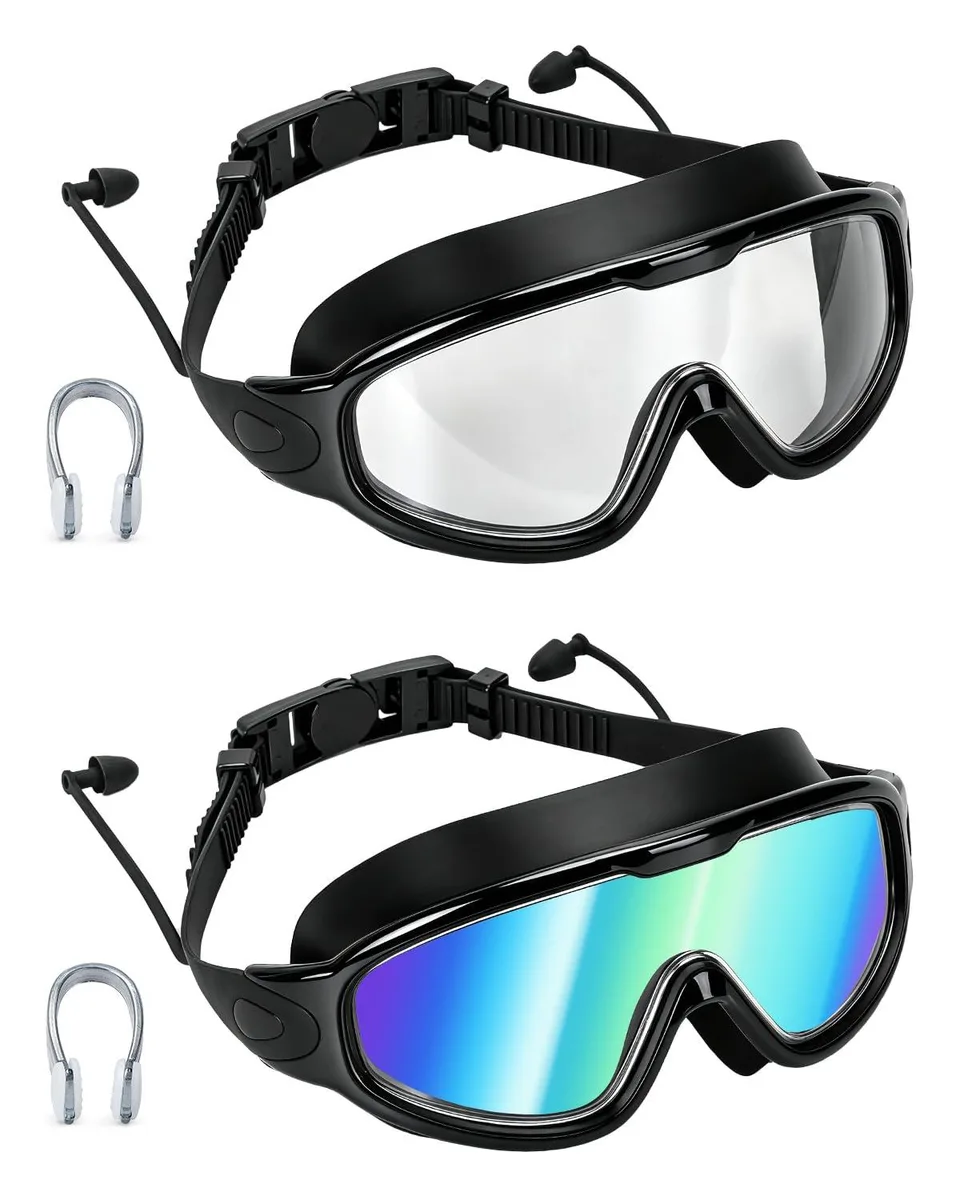  PADONISE Swimming-Goggles-2-Pack Black 2-pack polarized clear 180° 95% glare 100% leak-proof 360° seal — product photo
