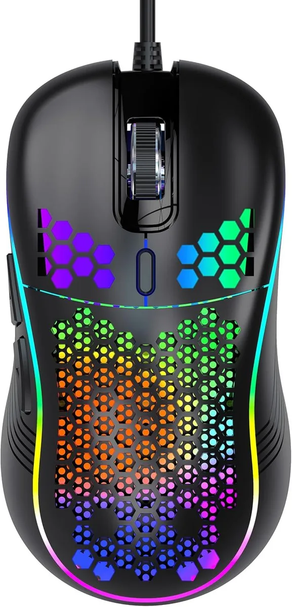 SMA SMA USB Wired Gaming Mouse Black 7200 DPI 65g Honeycomb RGB 6 Buttons — product photo