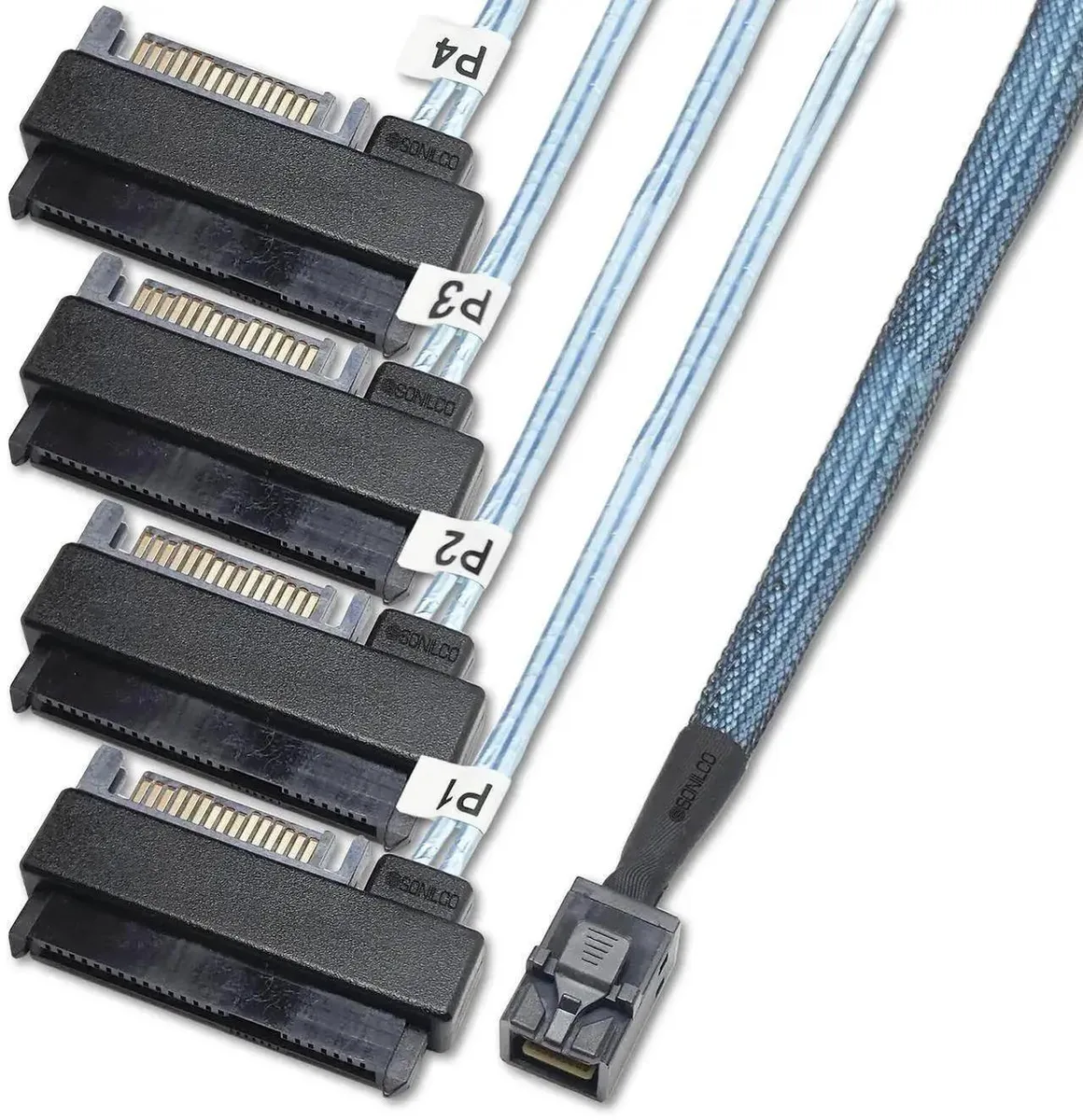 SMUGDESK SMUGDESK SFF-8643 to 4 SFF-8482 SAS cable 1m 3.2ft 15-pin power — product photo
