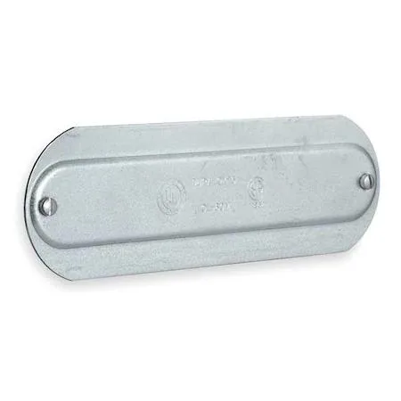 Steel conduit access cover, silver finish, rectangular with screw holes