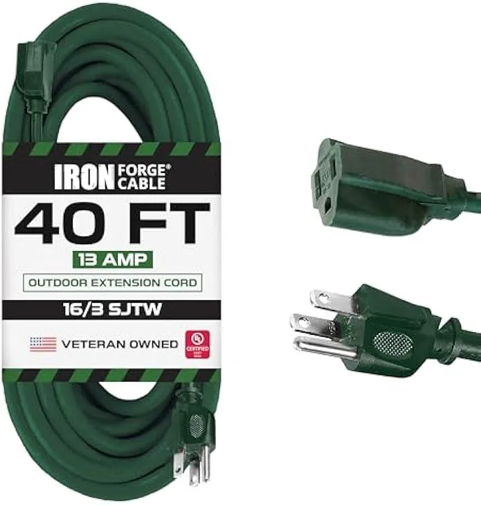 usbroway usbroway 40 ft 16/3 SJTW Green Outdoor Extension Cord 13A 125V 1625W — product photo