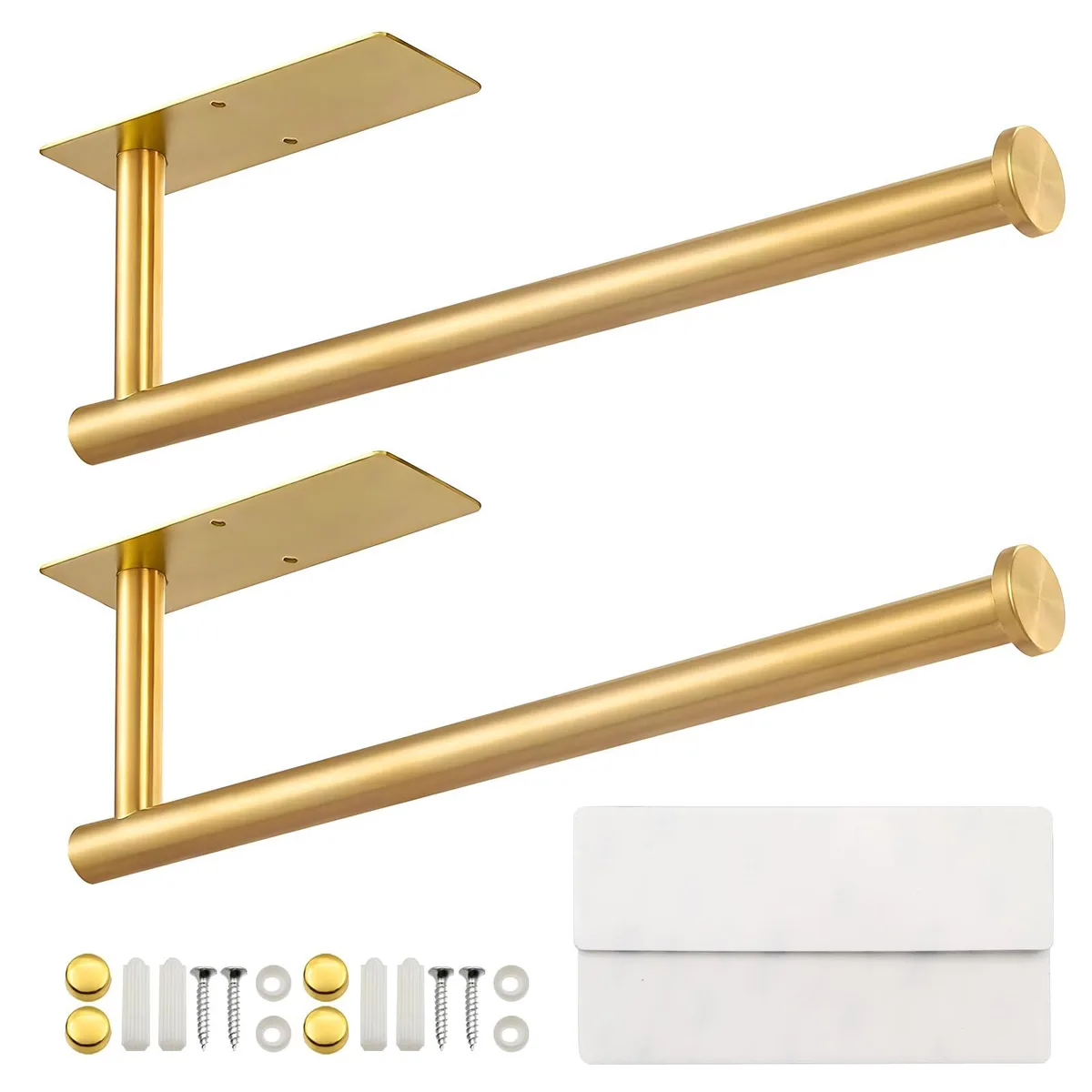  2 PCS Paper Towel Holder Under Cabinet 13 Inch Gold 304 Stainless Steel — product photo