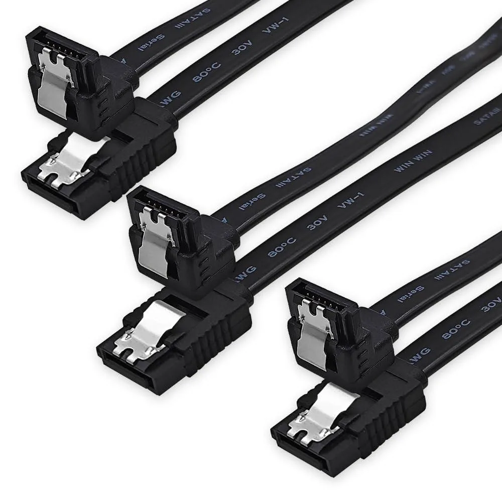  XANHAM SC302 3-Pack 18 Inch SATA Cable 90 Degree to 180 Degree Black — product photo