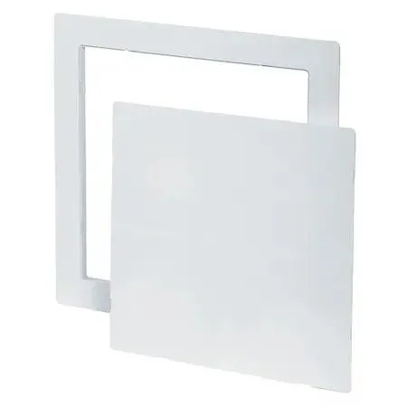 White ABS plastic access door, 14 by 29 inches, flush mount, snap friction catch