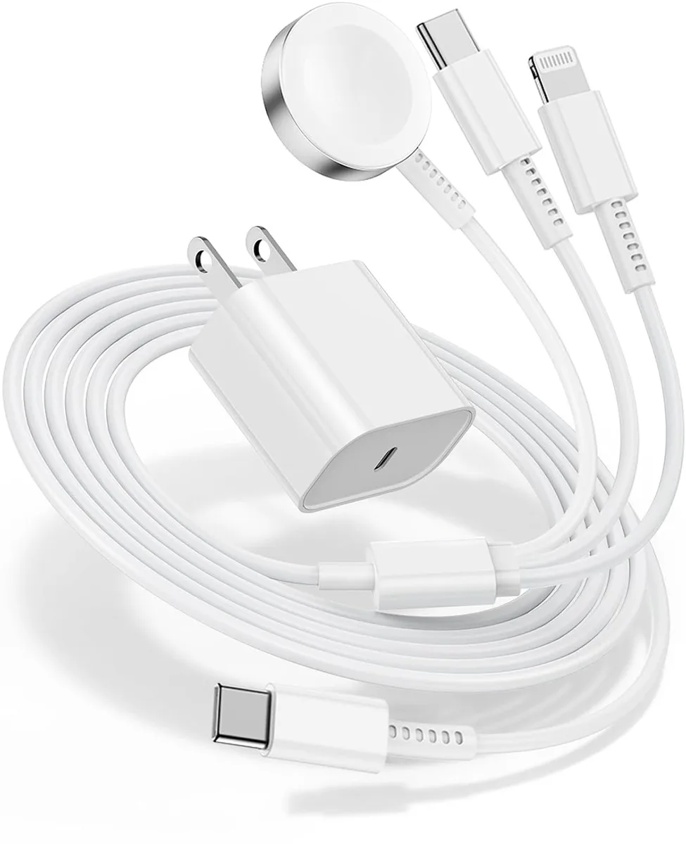 MCHOSE MCHOSE 3-in-1 Lightning Cable with 20W USB-C Charger 6FT — product photo