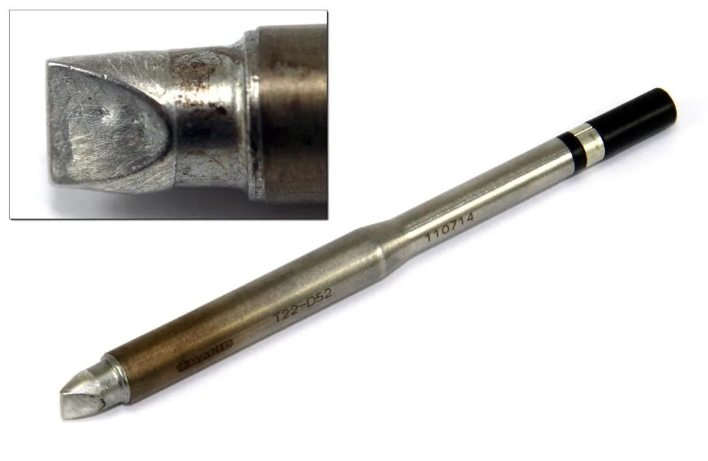 Hakko T22-D52 chisel soldering tip, 5.2 mm wide, silver metal finish