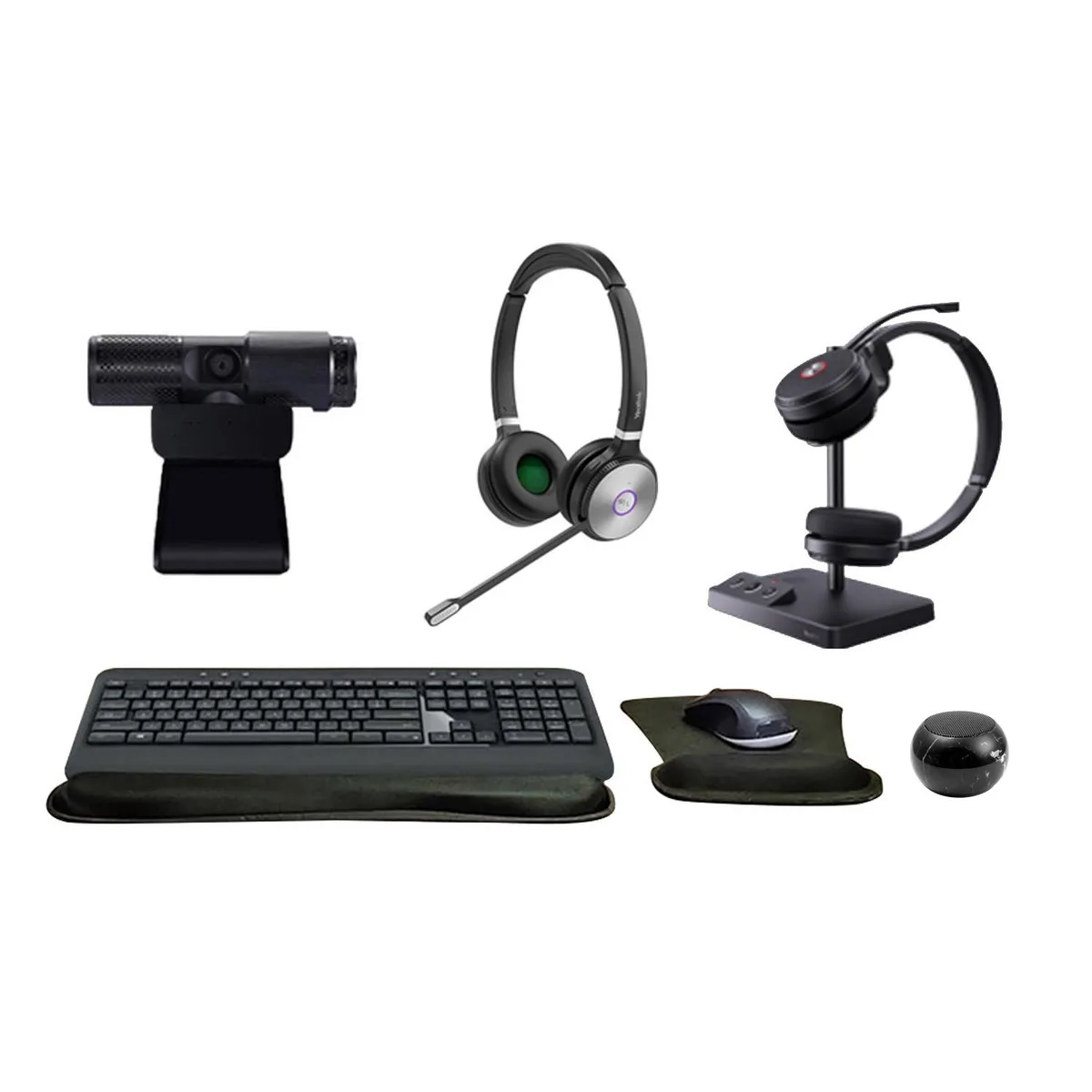 Yealink Network Technology Co., Ltd Yealink WH62 Bluetooth headset bundle with Cam 313, MK540, speaker, wrist rest — product photo