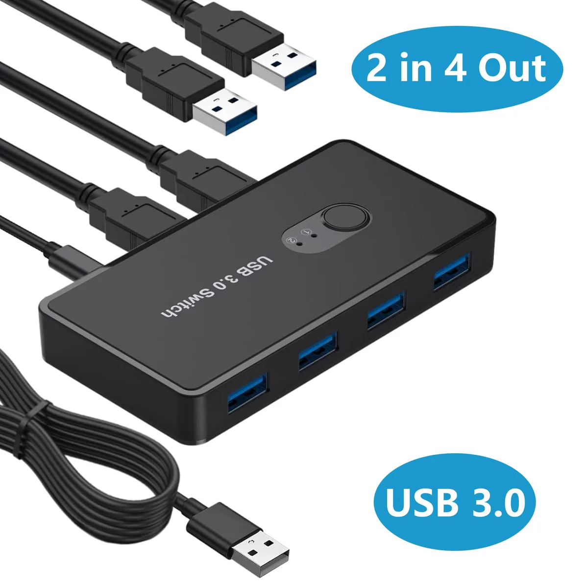 WRIARICH WRIARICH USB 3.0 Switch 2 in 4 Out KVM Switch — product photo