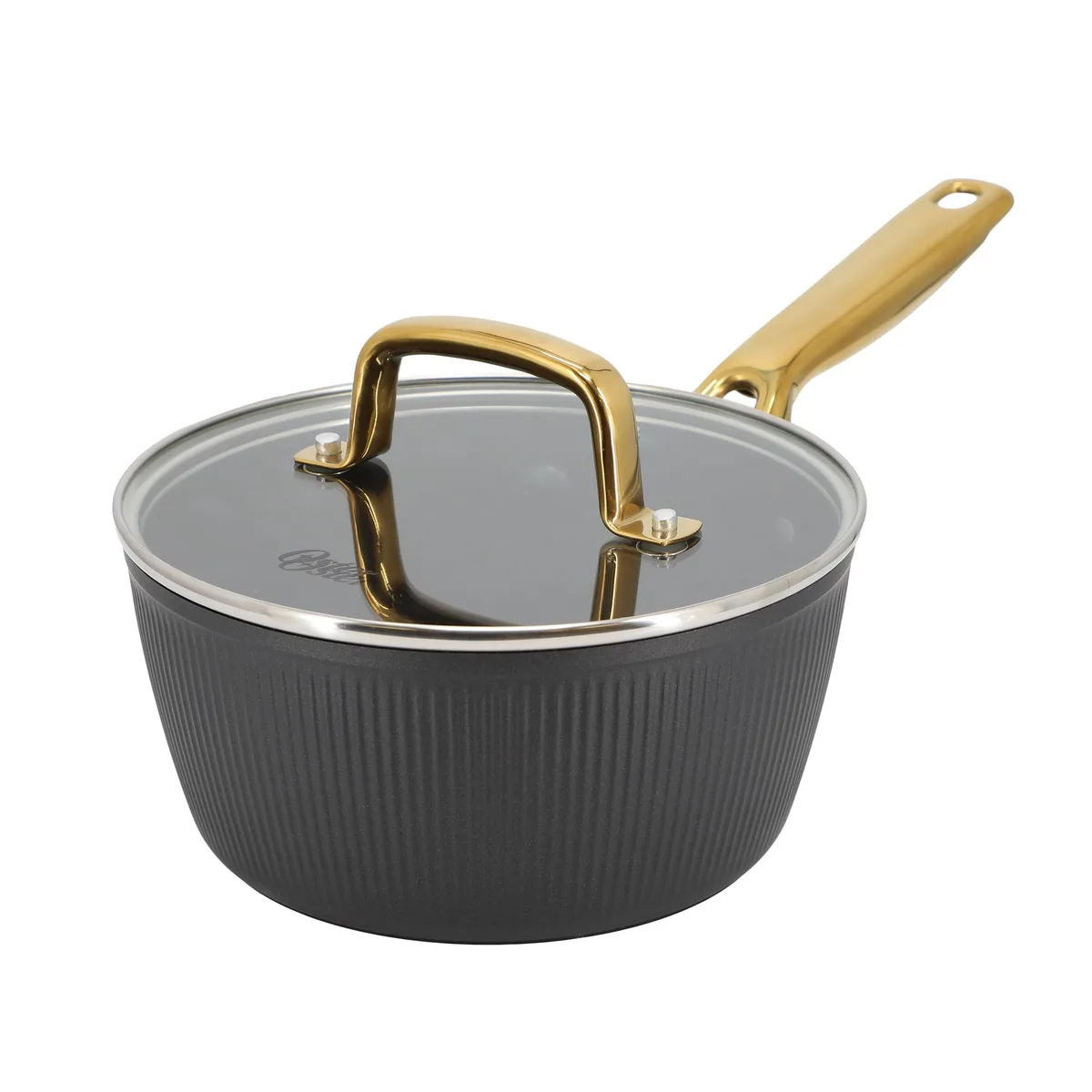 OSTER OSTER 510122990M 2.5 Quart Nonstick Aluminum Saucepan with Glass Lid Black — product photo