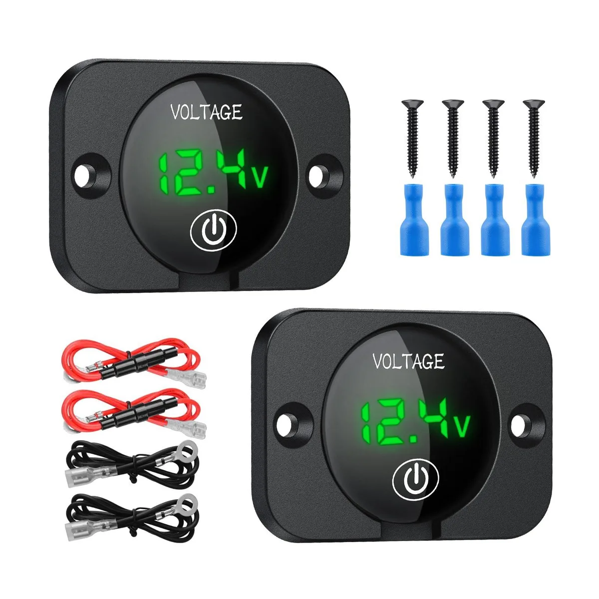  TSV 2-Piece 5-48V Waterproof LED Voltmeter Kit IP65 ±0.1V — product photo