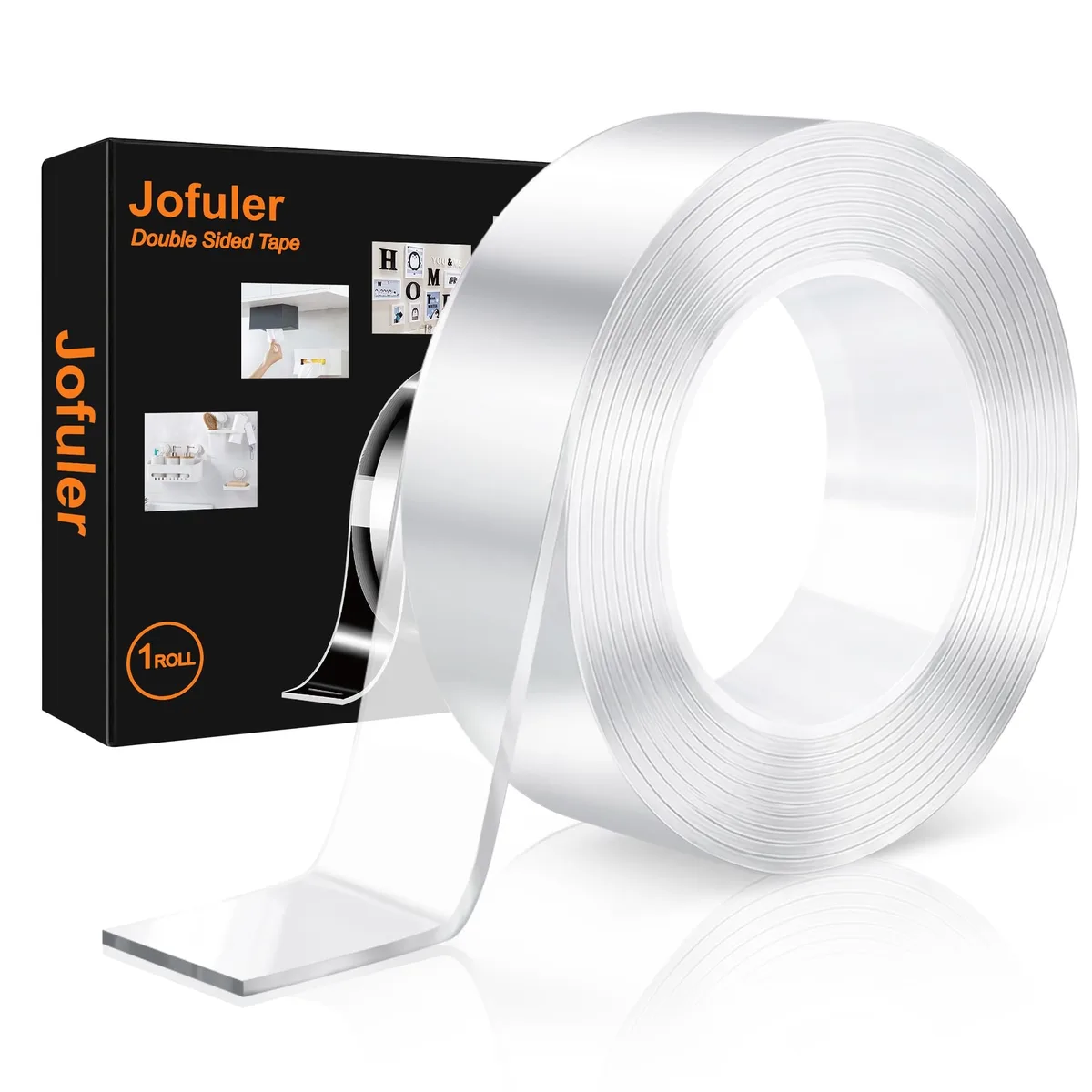 Clear double-sided tape roll, 1.18 in wide, 10 ft long