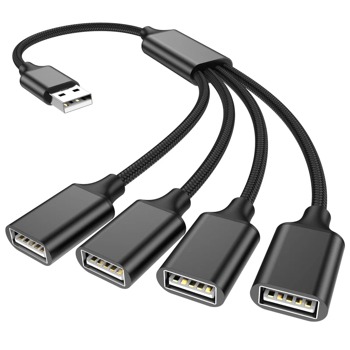 Vision 4USB30CM-BLACK USB 2.0 Splitter 1 Male to 4 Female 30cm Black — product photo