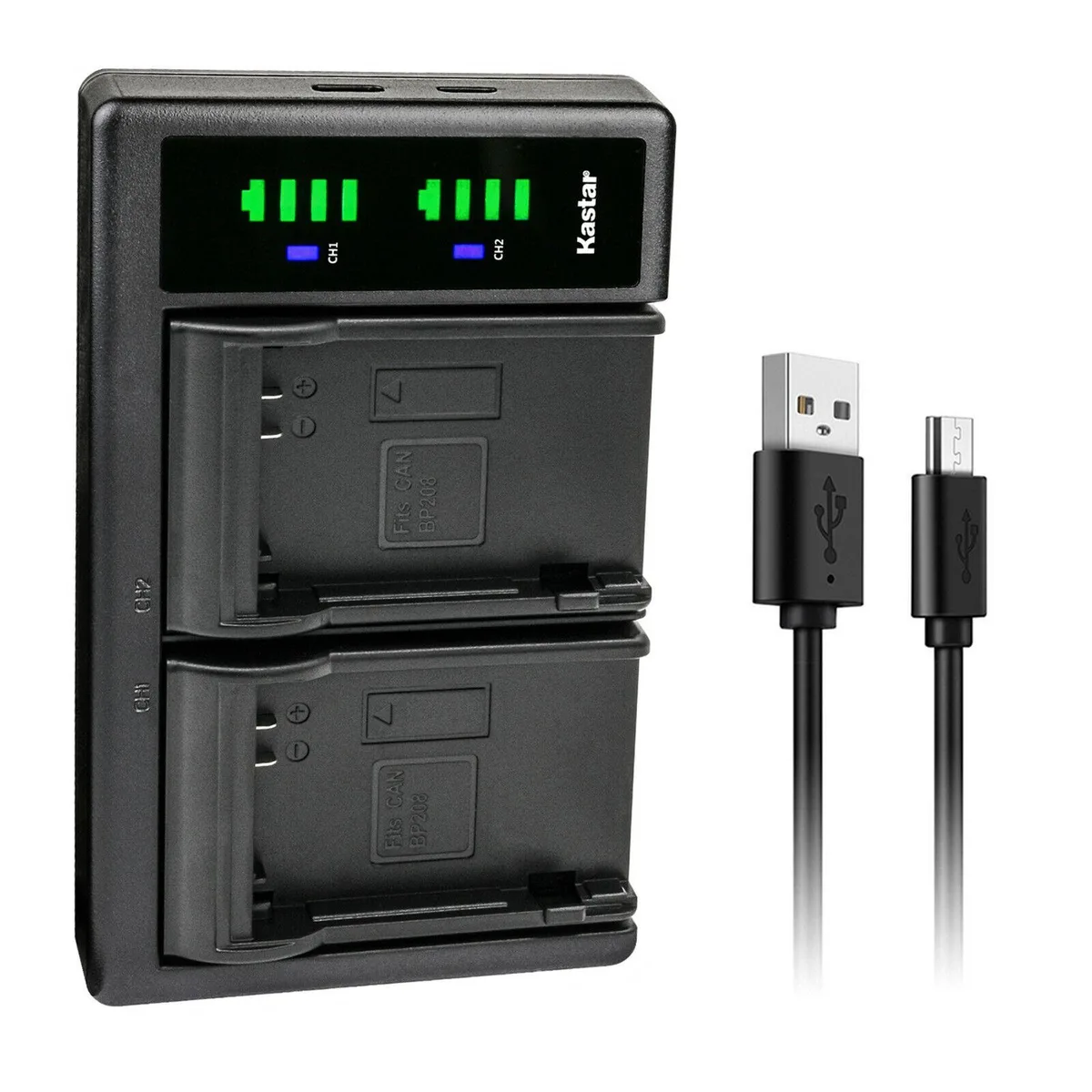 Kastar Kastar LTD2 USB Dual Charger for Canon DC220 DC230 iViS DC22 iViS DC50 iViS DC200 Elura 100 FVM300 IXY DVS1 — product photo